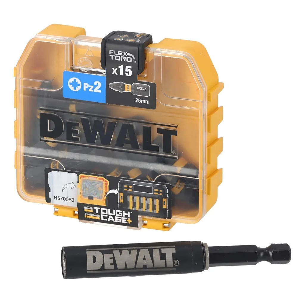 SET 16 Pzs. DEWALT PUNTAS IMPACTO PZ2x25mm. + EXTENSION