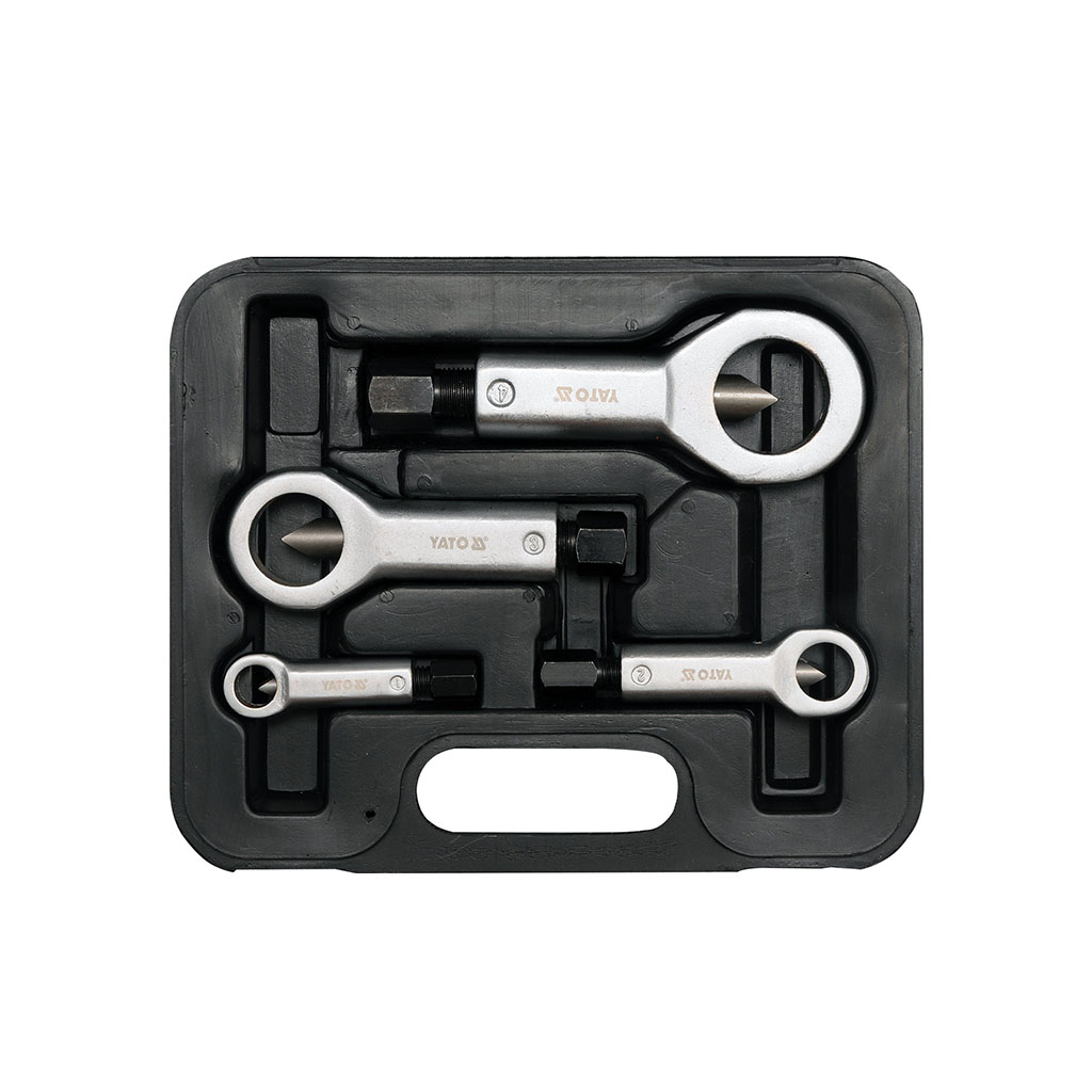 JUEGO 4 PZ. EXTRACTOR TUERCAS C/MALETIN YATO YT-0585