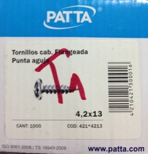 Caja Tornillos Patta T-1 Pta. Aguja (4,2x13) *1000*