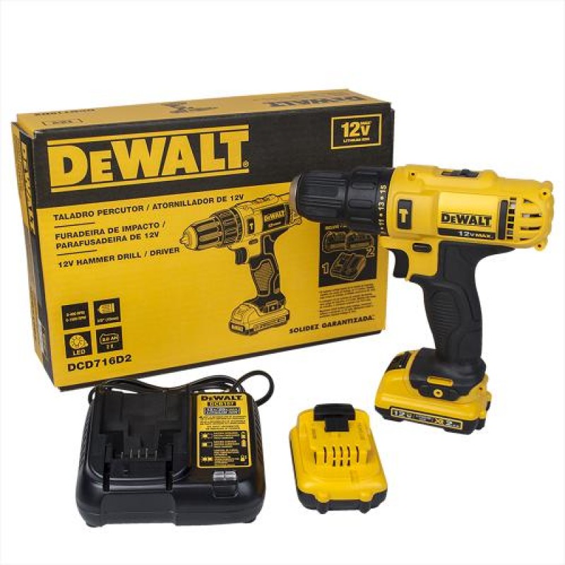 Taladro-Atorn. C/Percutor 3/8\" 12v. Litio DeWalt DCD716D2