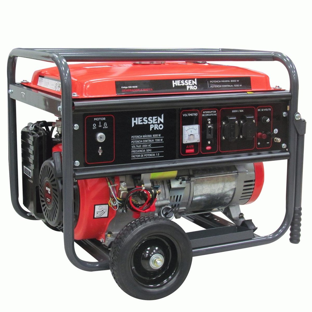 GENERADOR A NAFTA HESSEN 8,0KW ARR. ELECTR. 1 AÑO GARANTIA