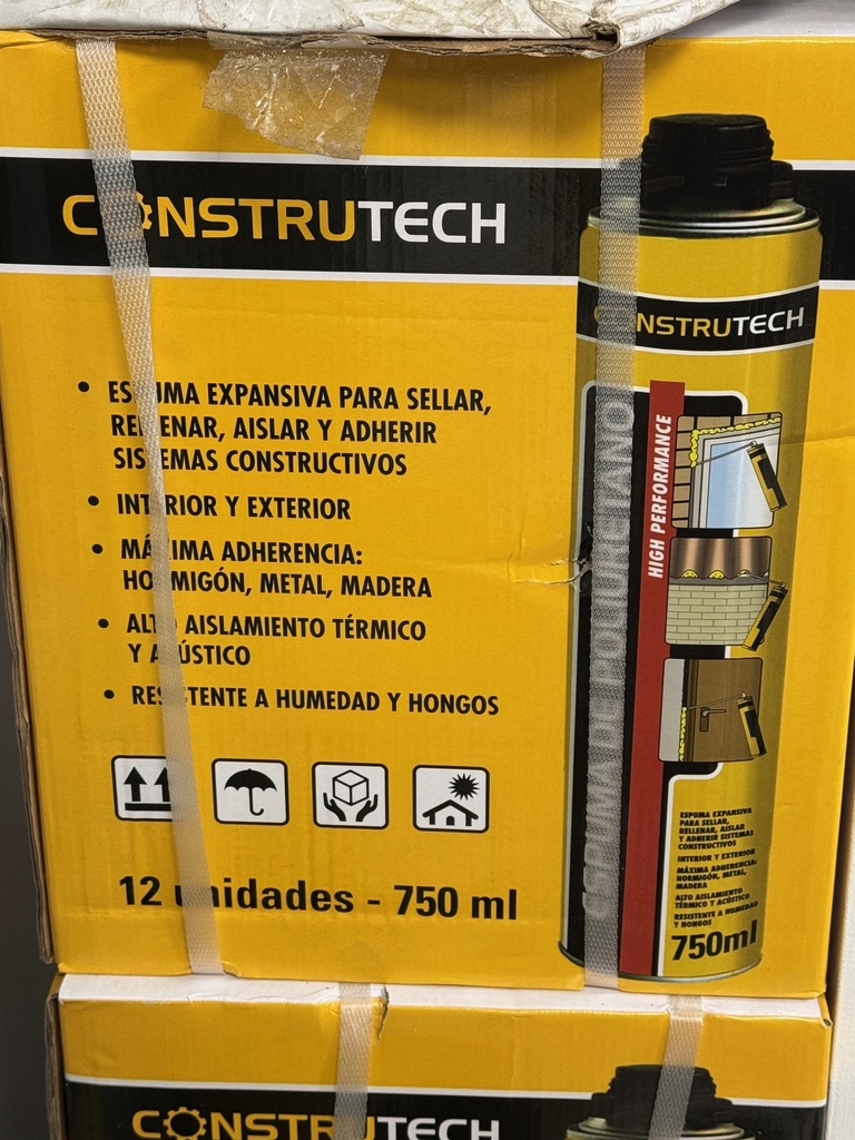 CAJA ESPUMA POLIURETANICA CONSTRUTECH  750 Ml. 12Un.