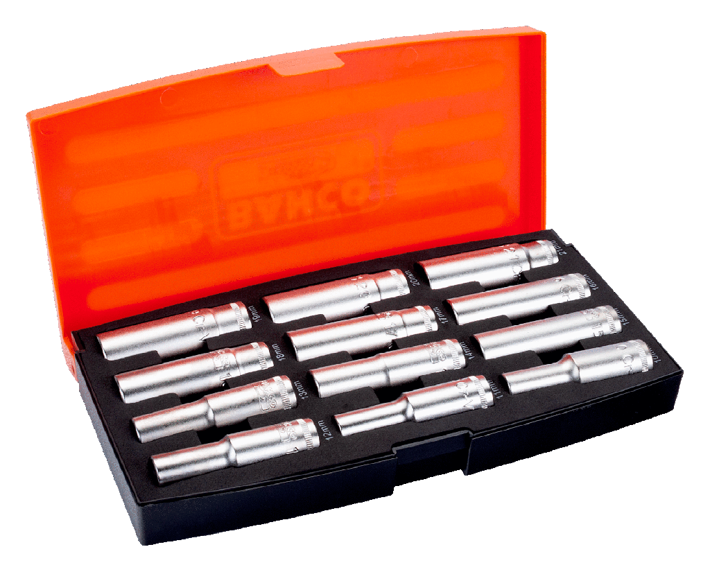 Jgo. Dados LARGOS 10-21mm. Hex.Enc.1/2" Bahco 12Pz. S1612L